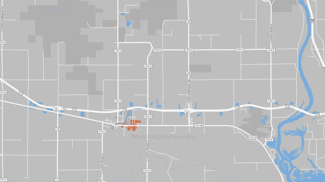 Bike Grade map of 54443, WI