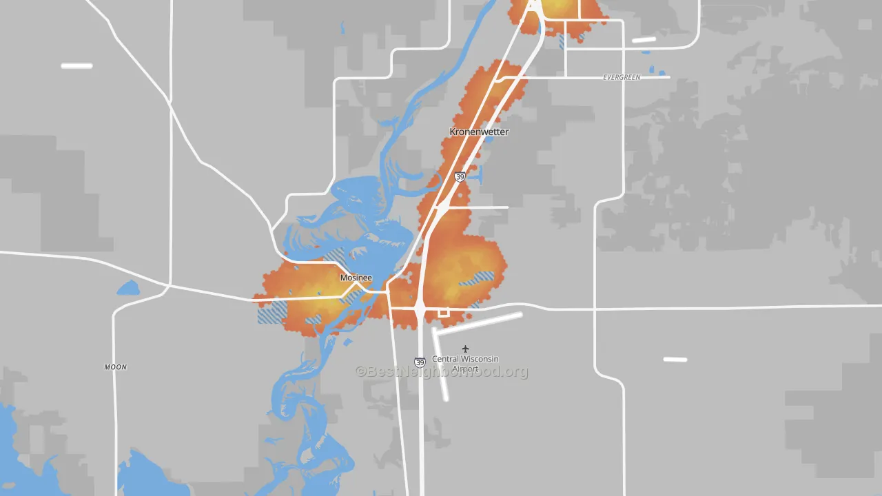 Bike Grade map of 54455, WI