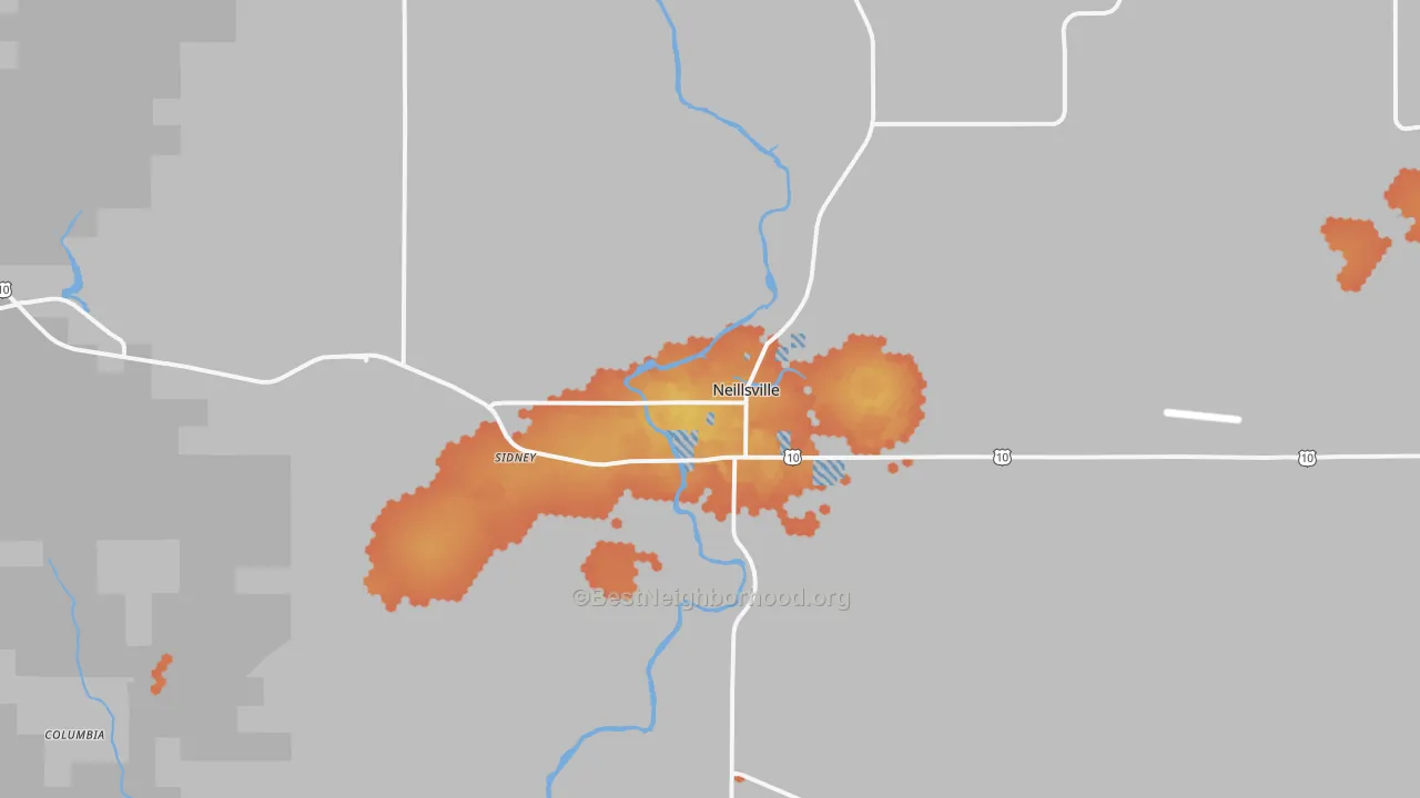 Bike Grade map of 54456, WI