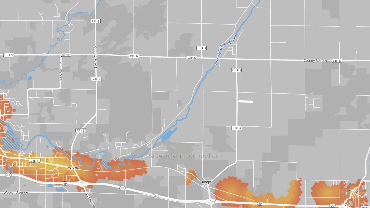 Bike Grade map of 54471, WI