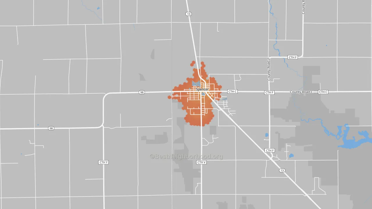 Bike Grade map of 54479, WI