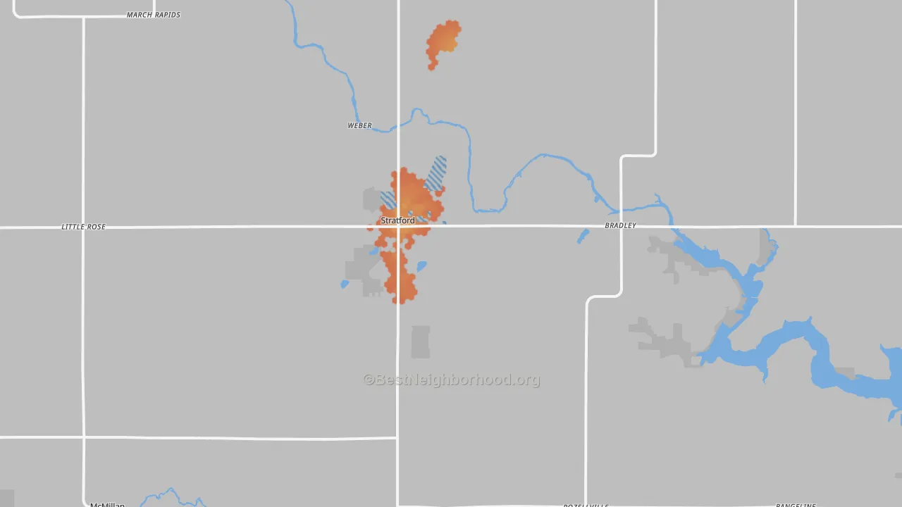 Bike Grade map of 54484, WI