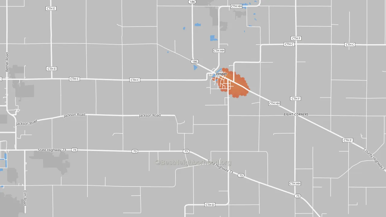 Bike Grade map of 54489, WI