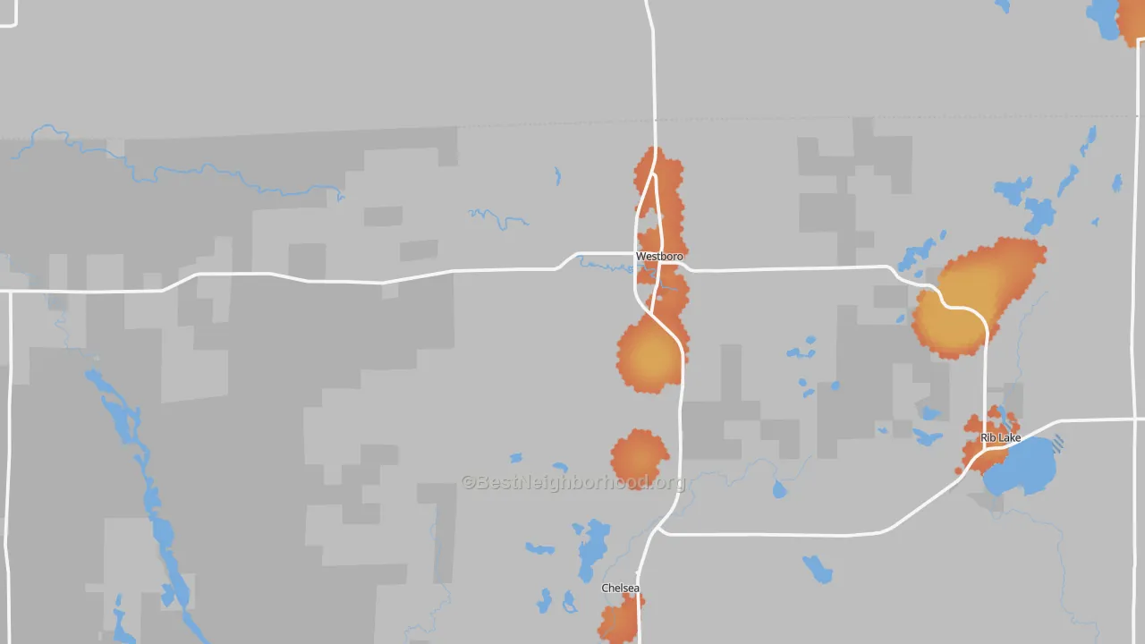 Bike Grade map of 54490, WI