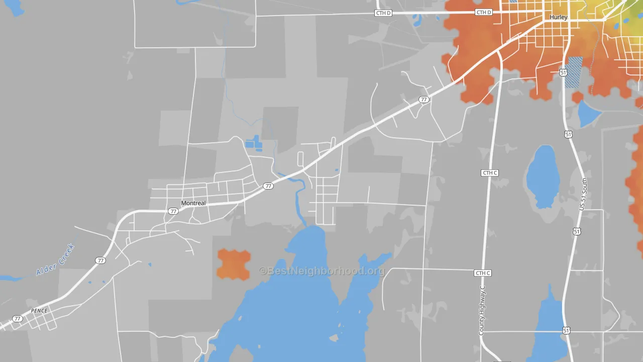 Bike Grade map of 54525, WI