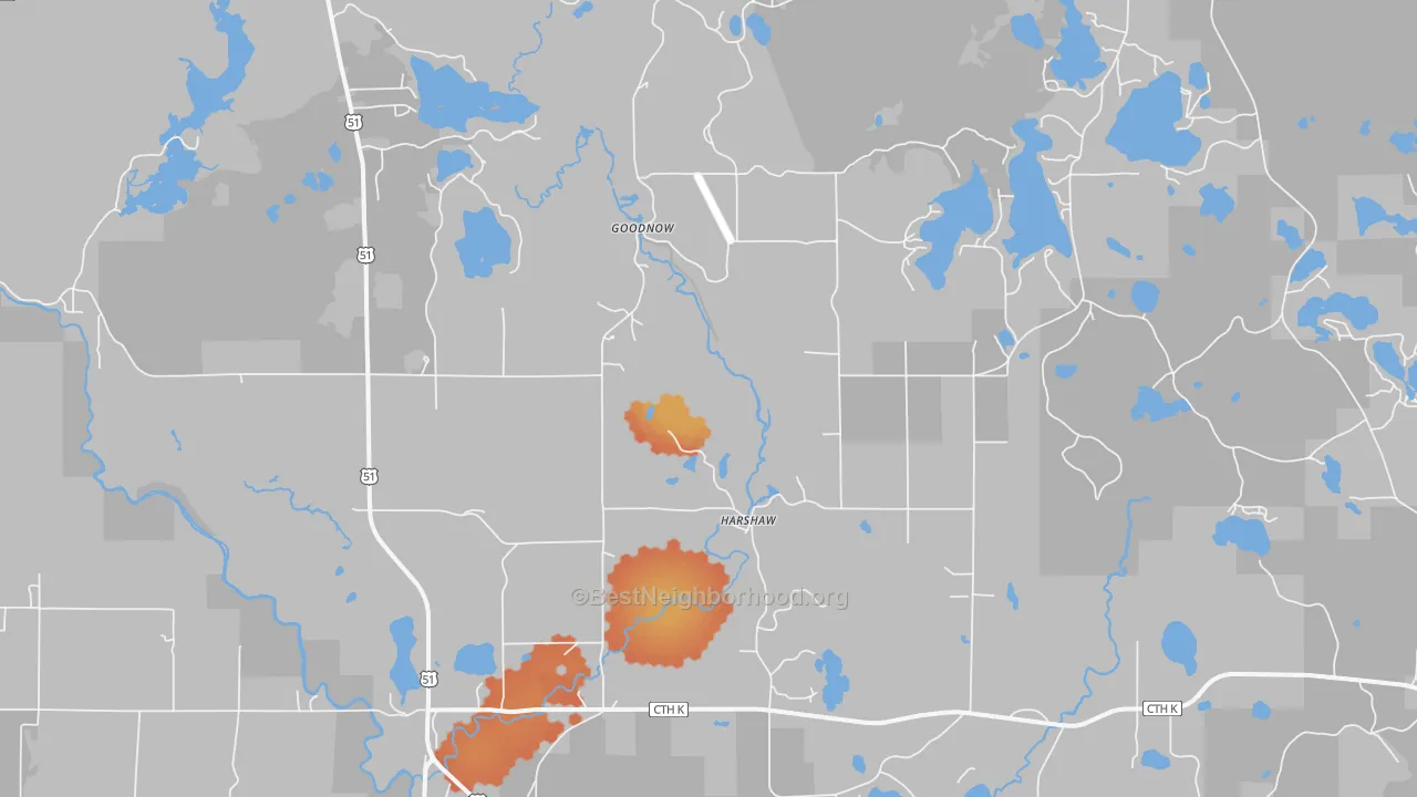 Bike Grade map of 54529, WI