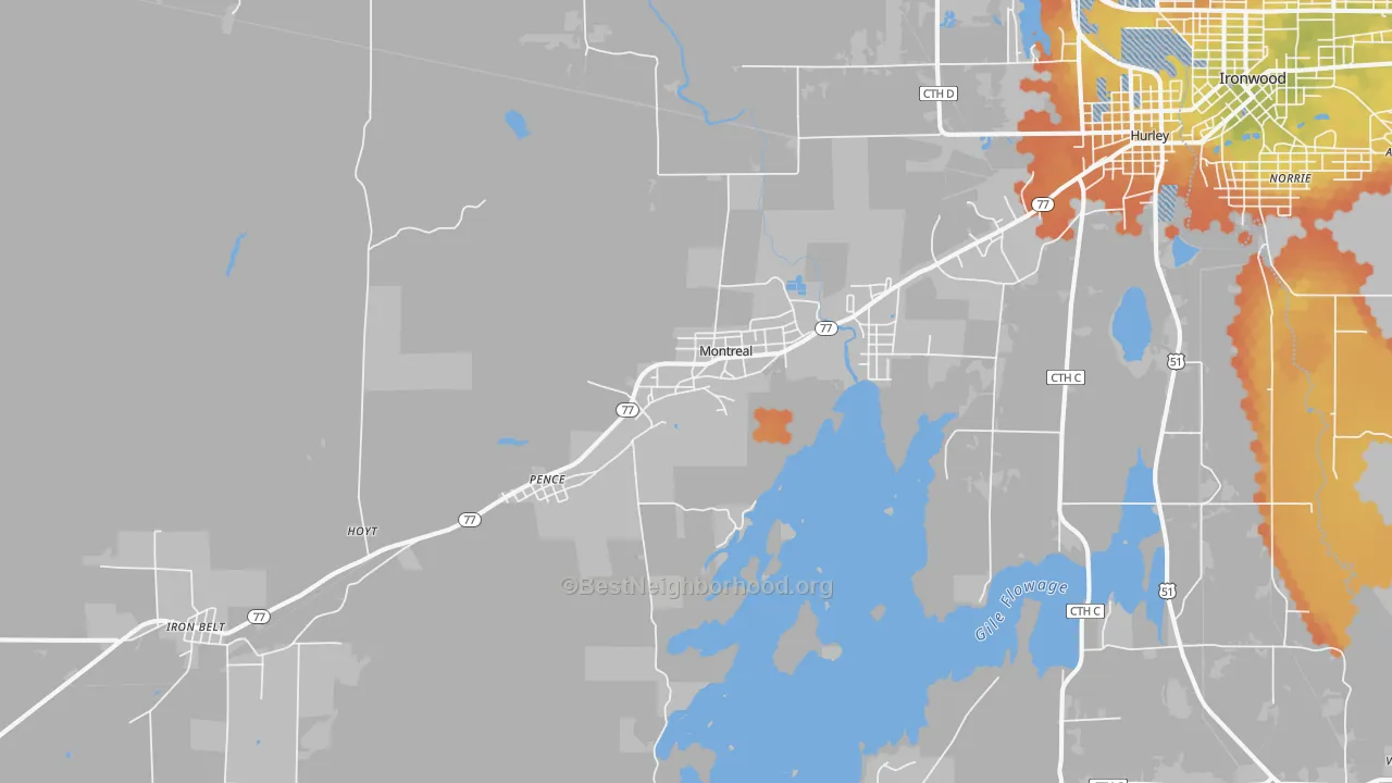 Bike Grade map of 54550, WI