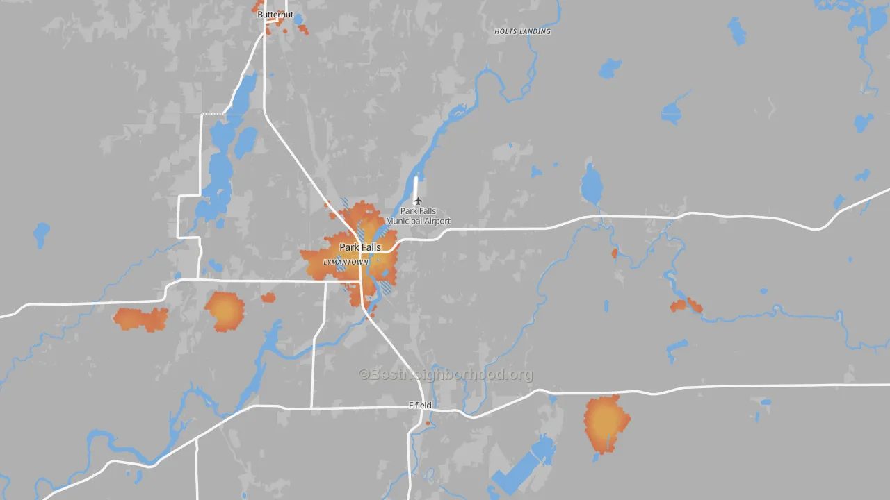 Bike Grade map of 54552, WI
