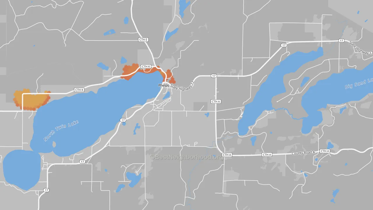 Bike Grade map of 54554, WI