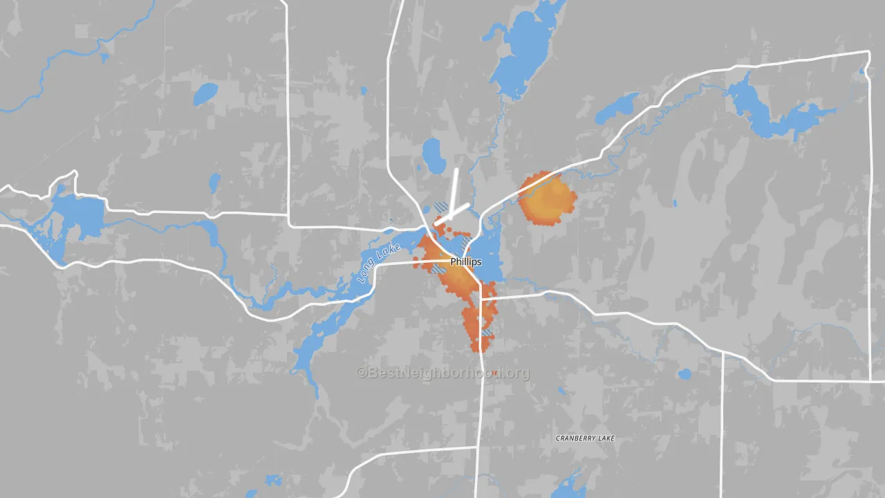 Bike Grade map of 54555, WI