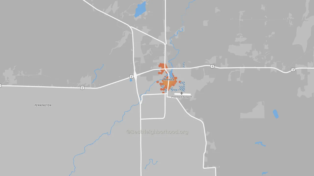 Bike Grade map of 54556, WI