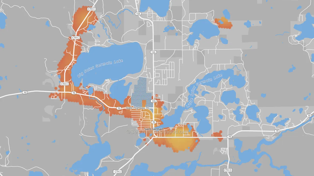 Bike Grade map of 54558, WI