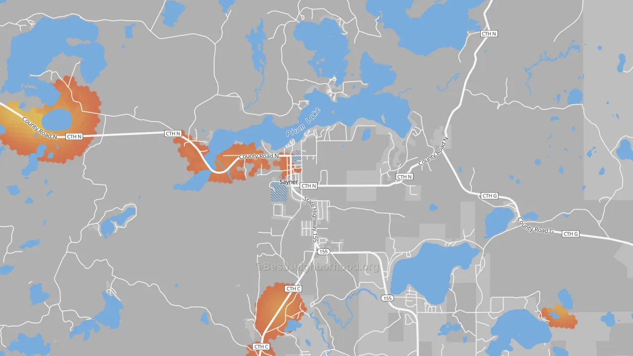 Bike Grade map of 54560, WI