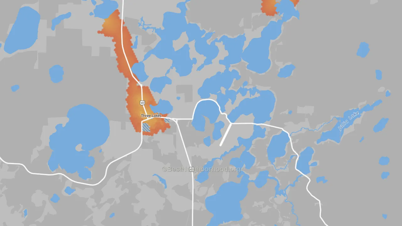 Bike Grade map of 54562, WI