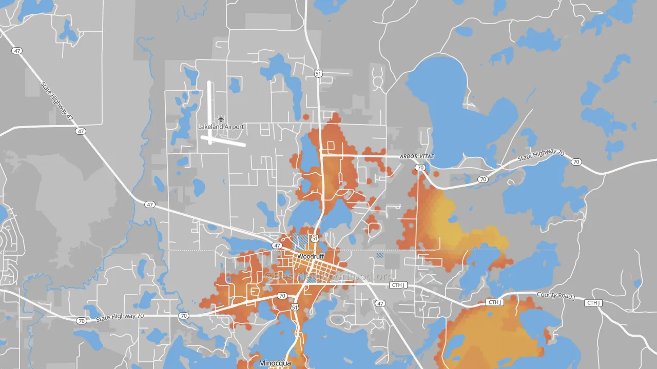 Bike Grade map of 54568, WI