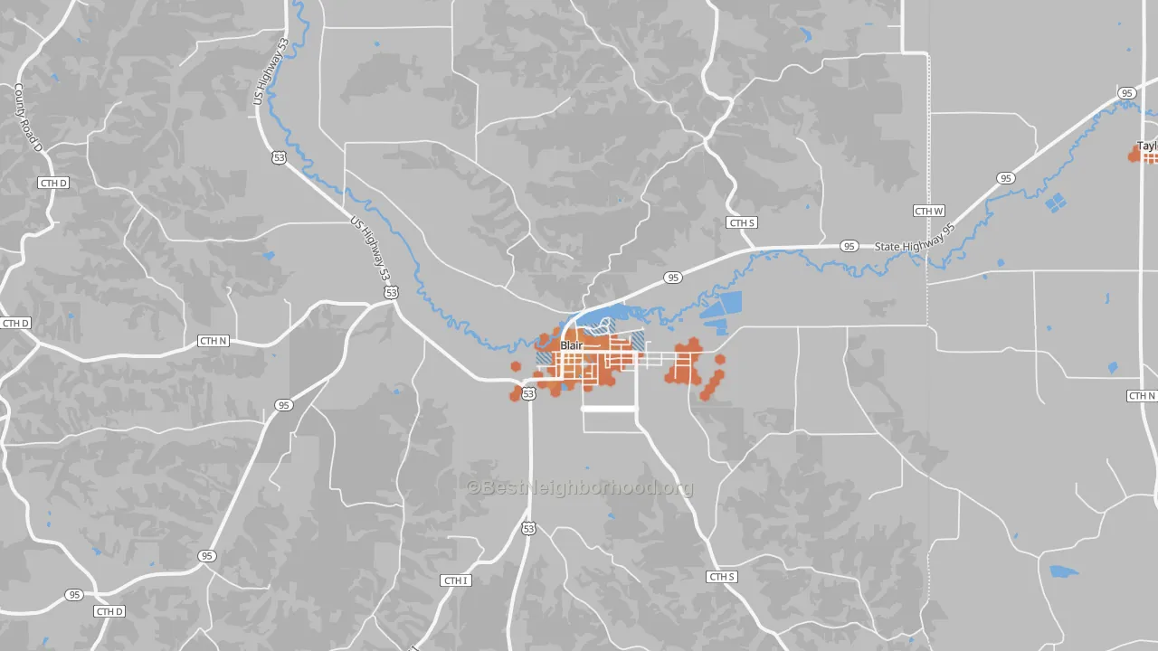 Bike Grade map of 54616, WI