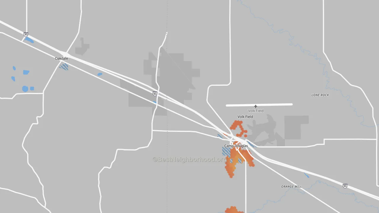 Bike Grade map of 54618, WI