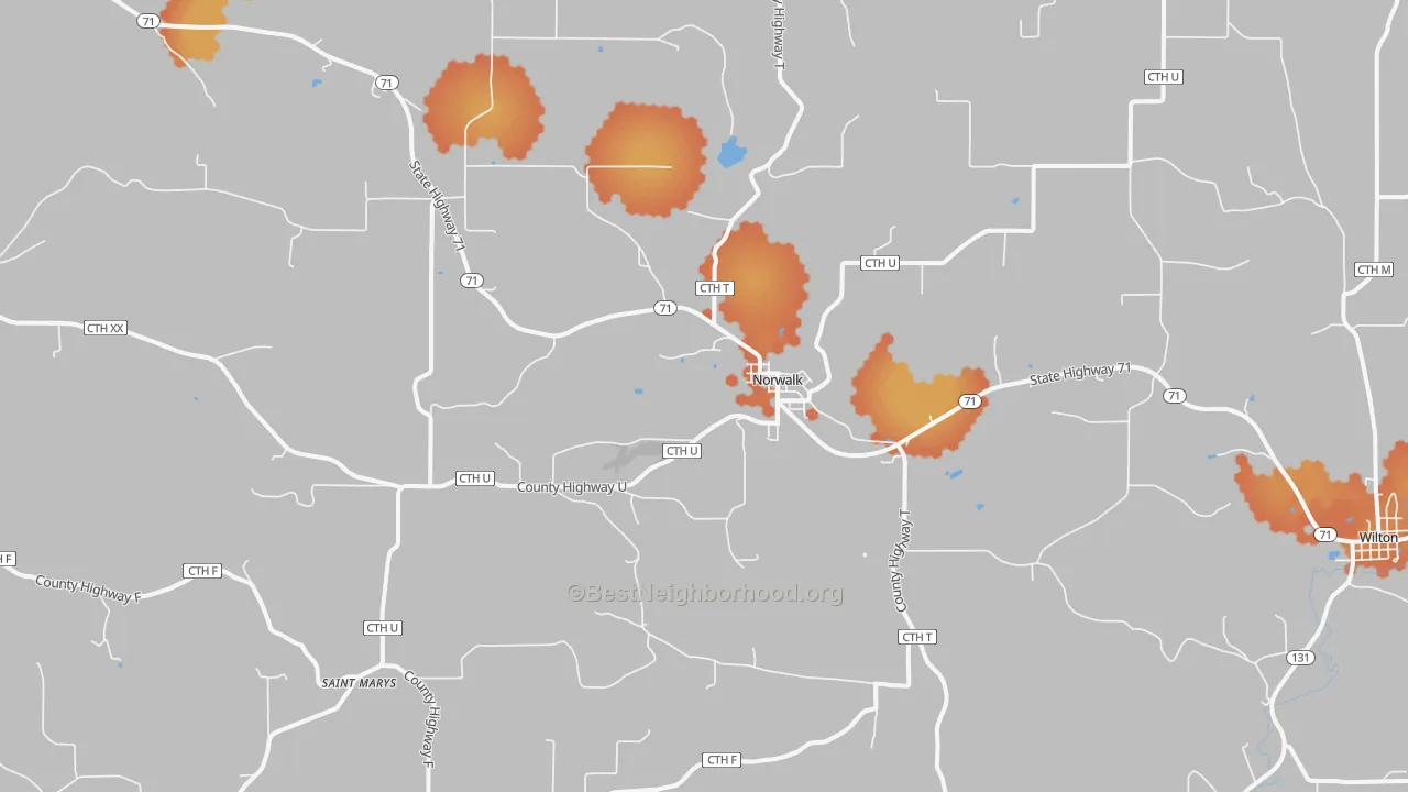 Bike Grade map of 54648, WI
