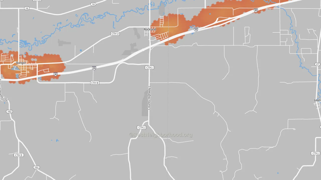 Bike Grade map of 54653, WI
