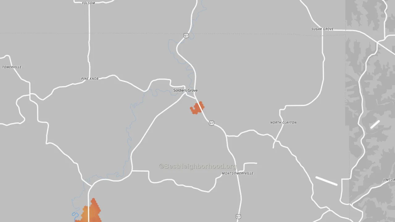 Bike Grade map of 54655, WI