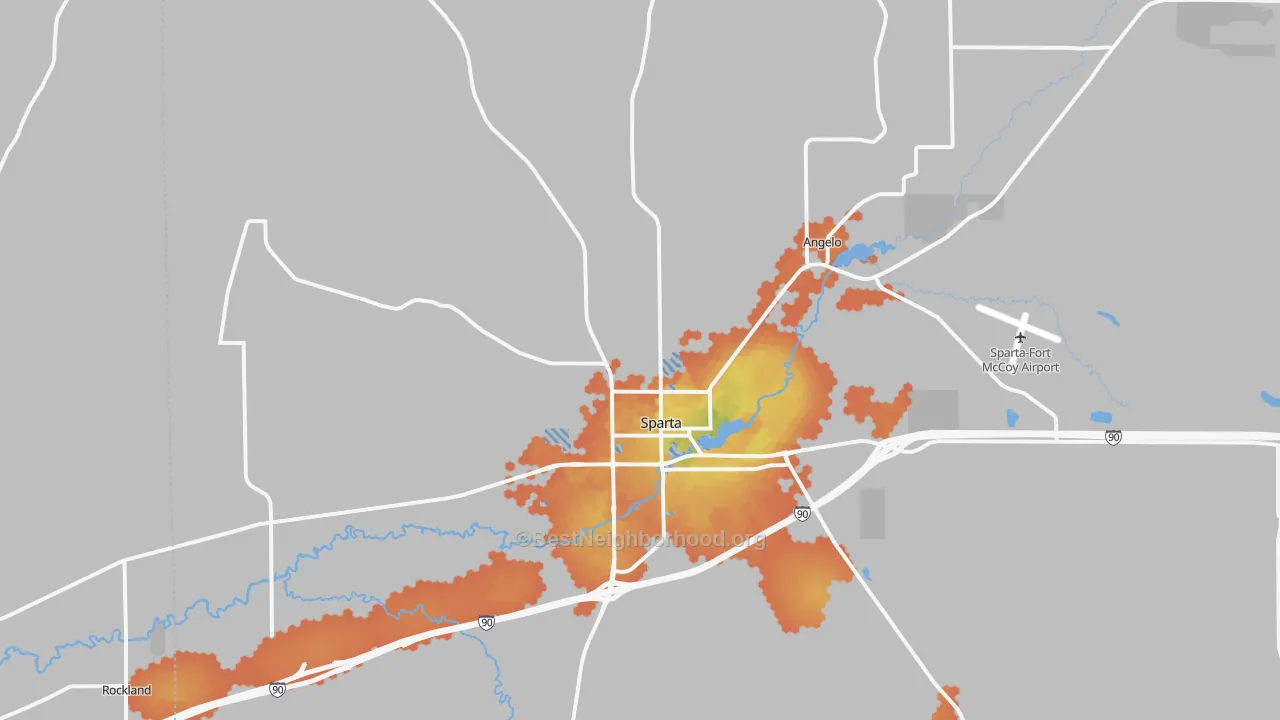 Bike Grade map of 54656, WI