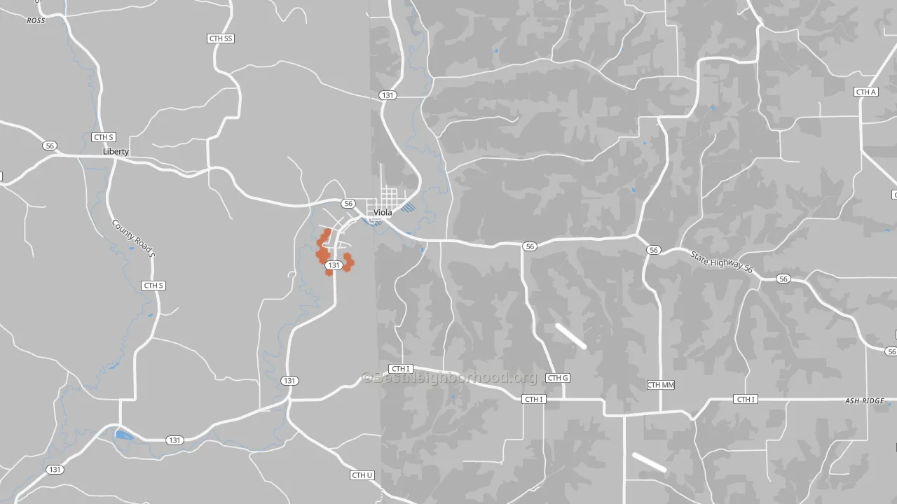 Bike Grade map of 54664, WI