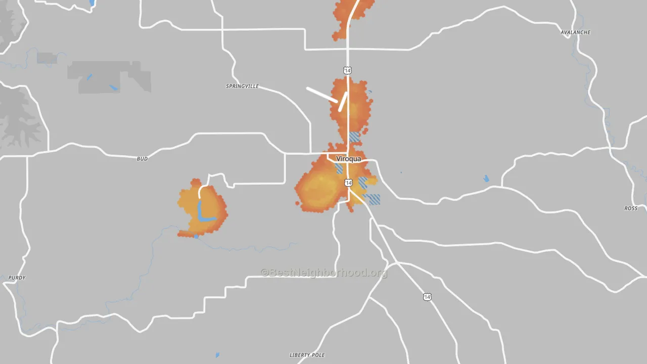 Bike Grade map of 54665, WI