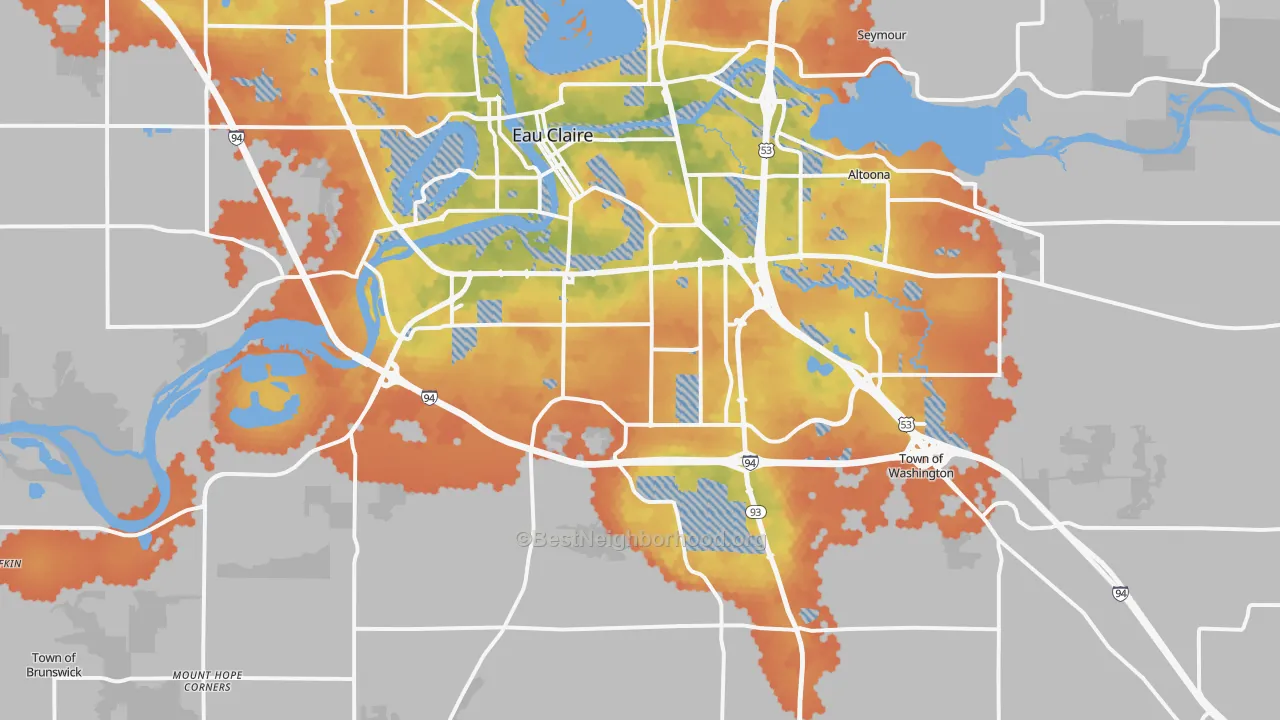 Bike Grade map of 54701, WI