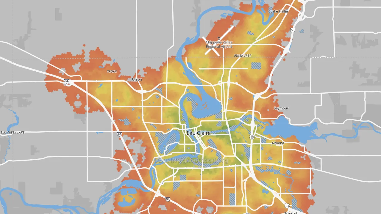 Bike Grade map of 54703, WI