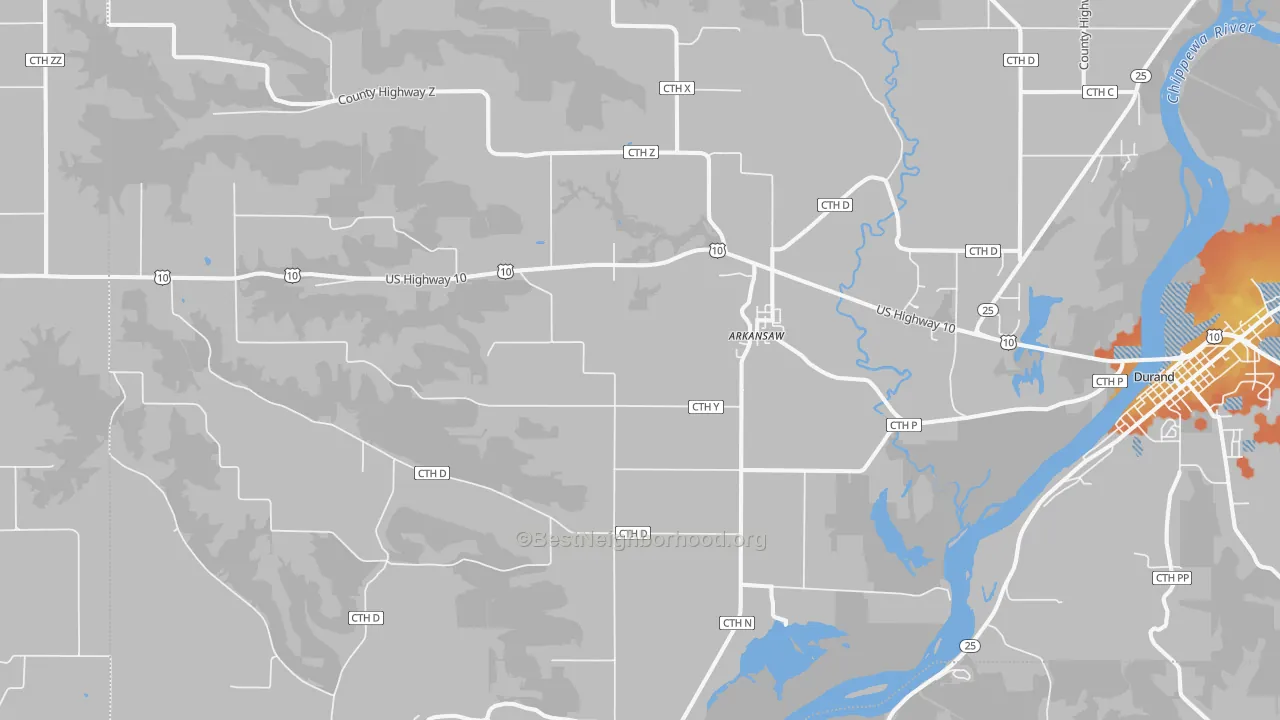 Bike Grade map of 54721, WI