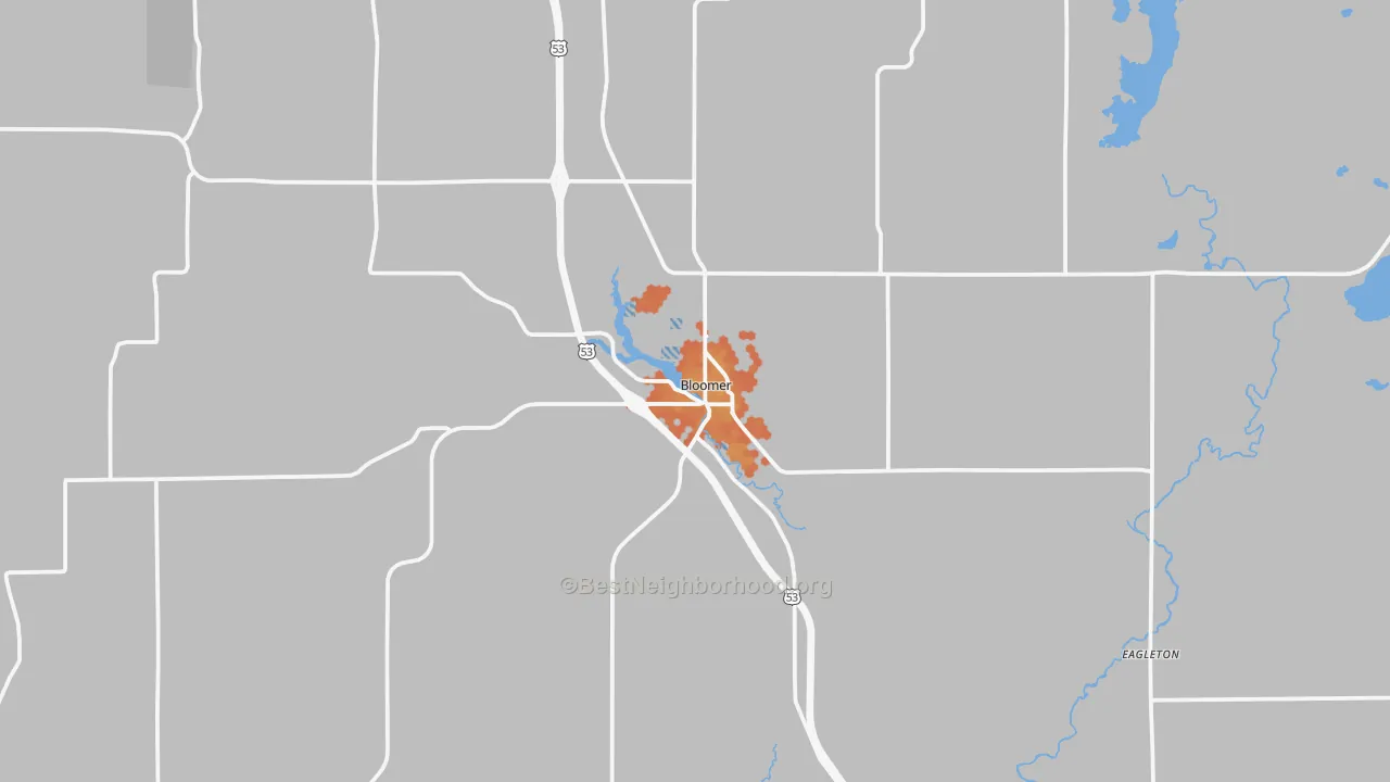 Bike Grade map of 54724, WI