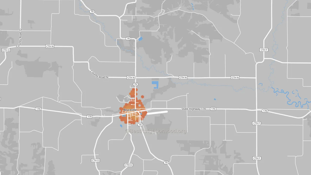Bike Grade map of 54725, WI