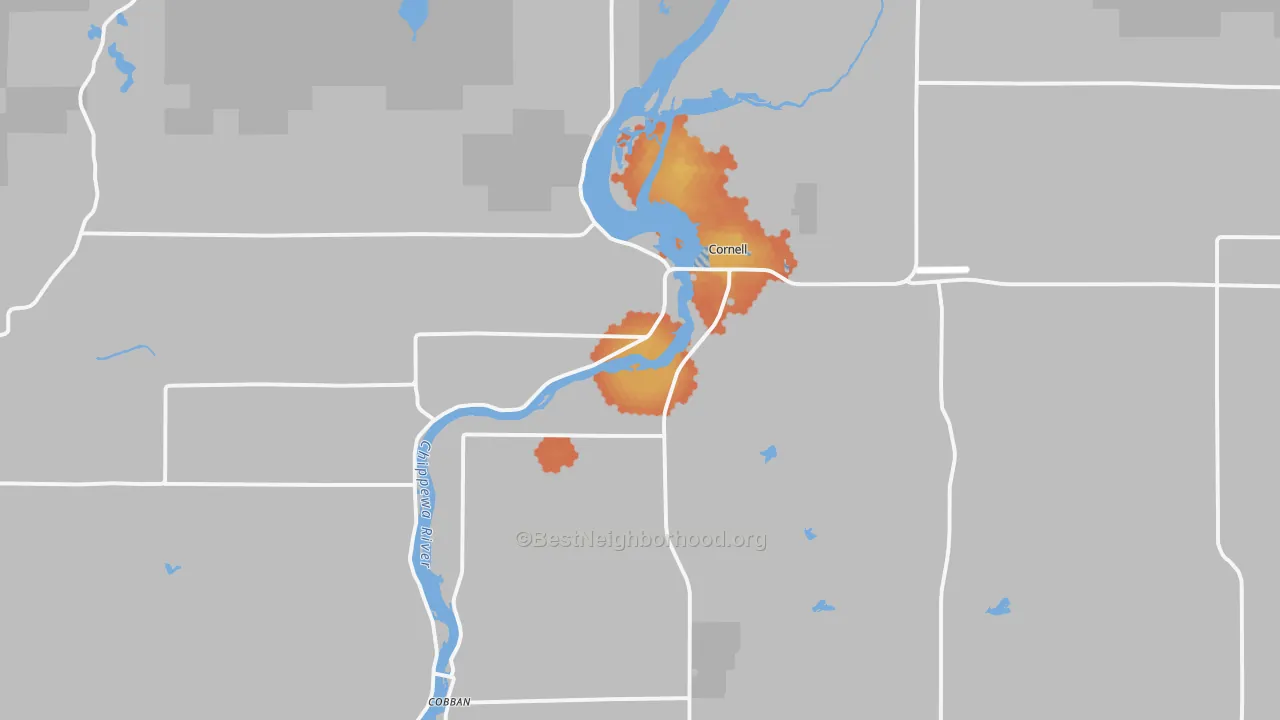 Bike Grade map of 54732, WI