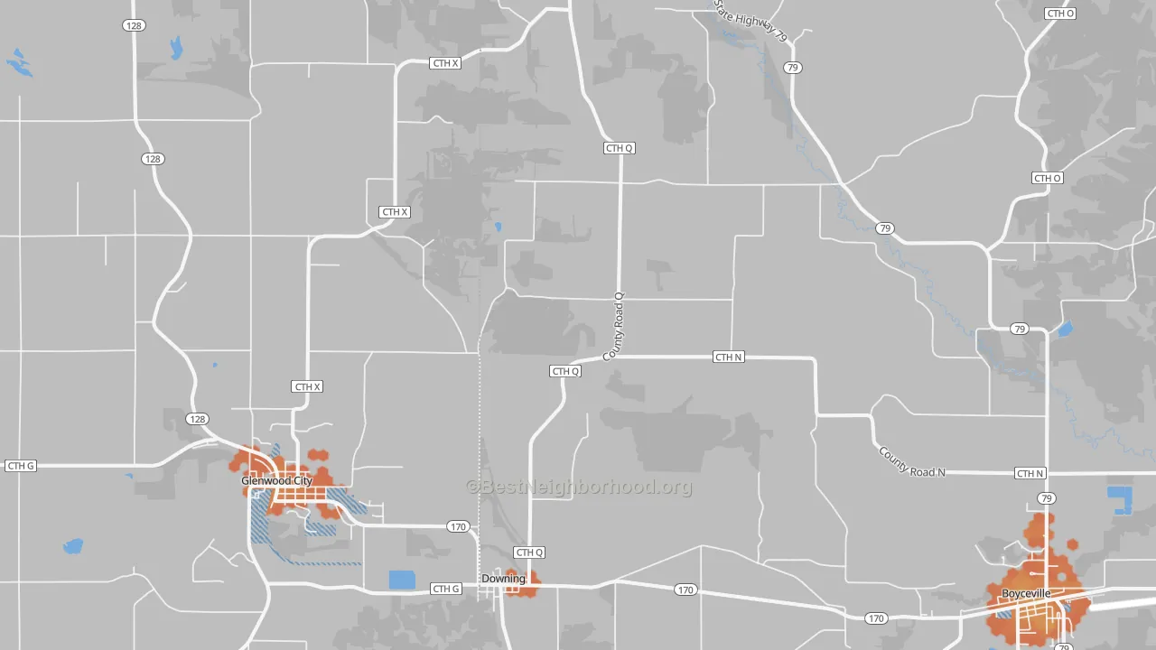 Bike Grade map of 54734, WI