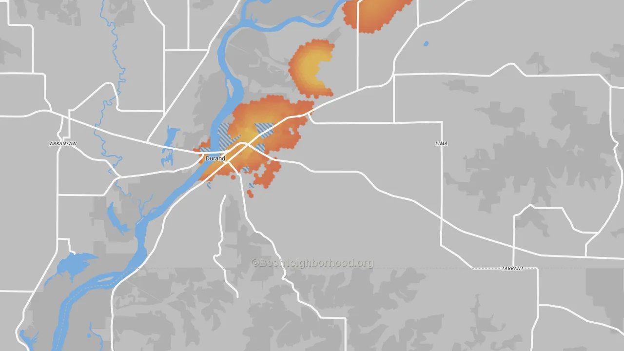 Bike Grade map of 54736, WI