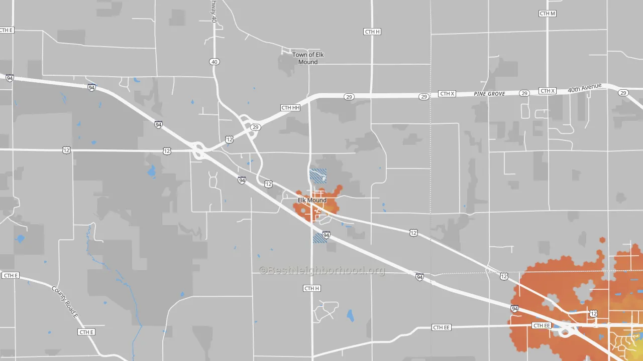 Bike Grade map of 54739, WI