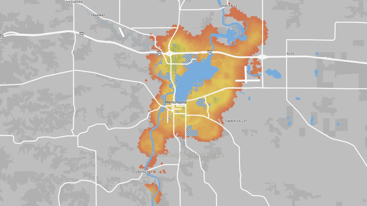 Bike Grade map of 54751, WI