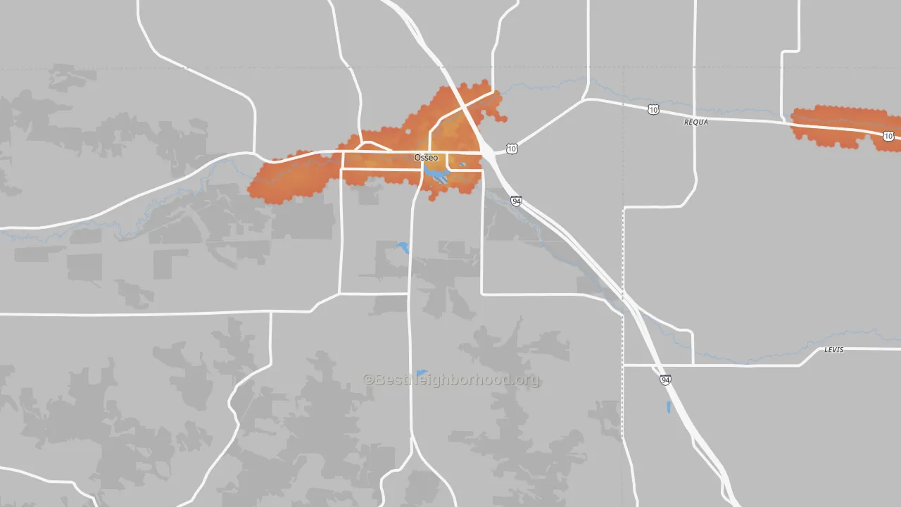 Bike Grade map of 54758, WI