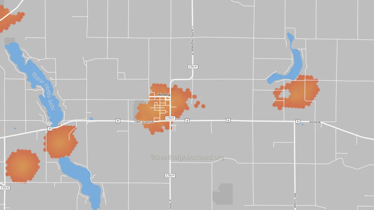 Bike Grade map of 54805, WI