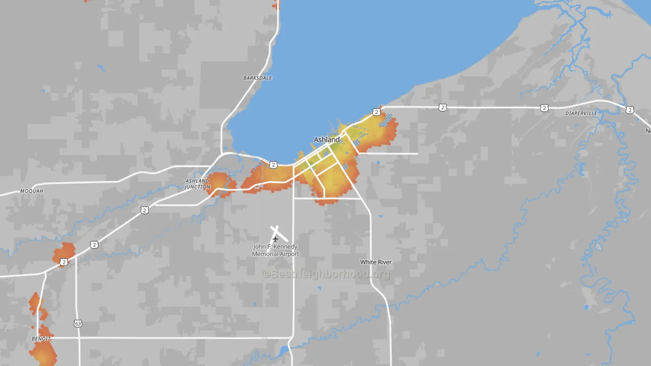 Bike Grade map of 54806, WI