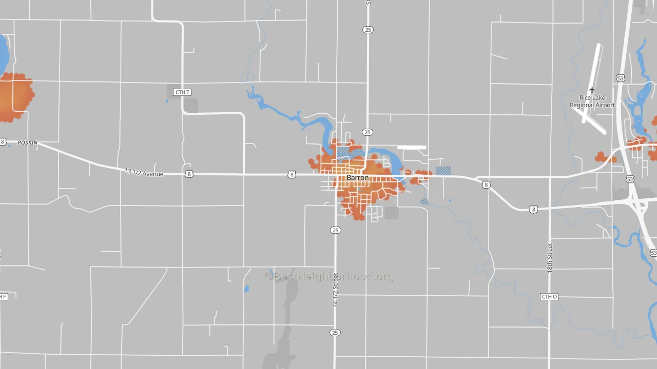 Bike Grade map of 54812, WI