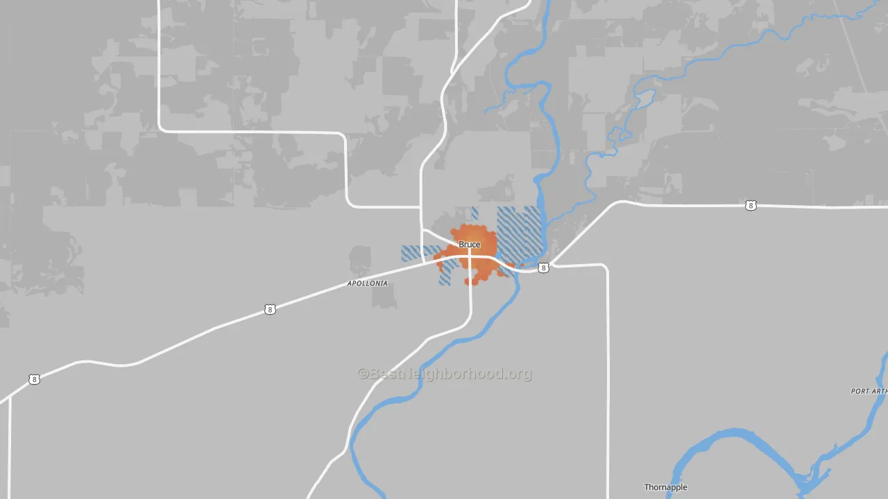 Bike Grade map of 54819, WI