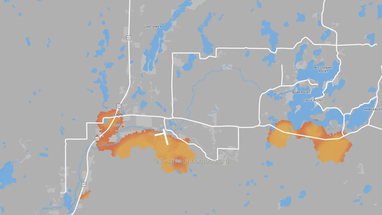 Bike Grade map of 54821, WI