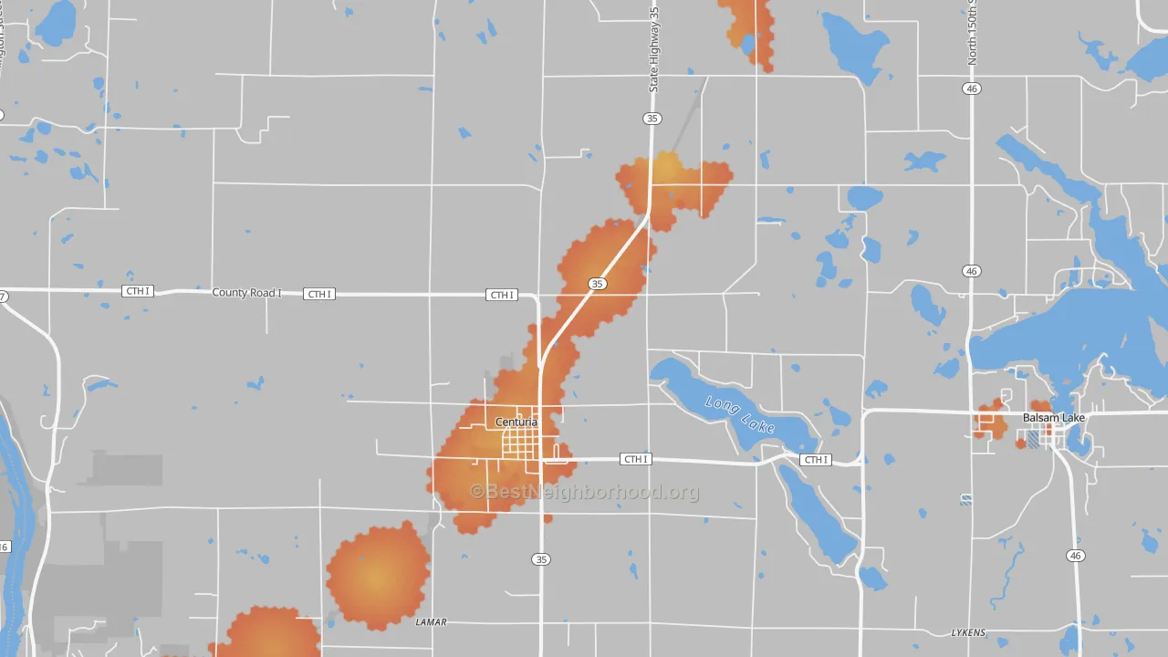 Bike Grade map of 54824, WI