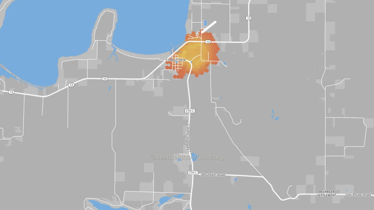 Bike Grade map of 54827, WI