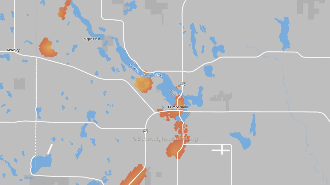 Bike Grade map of 54829, WI