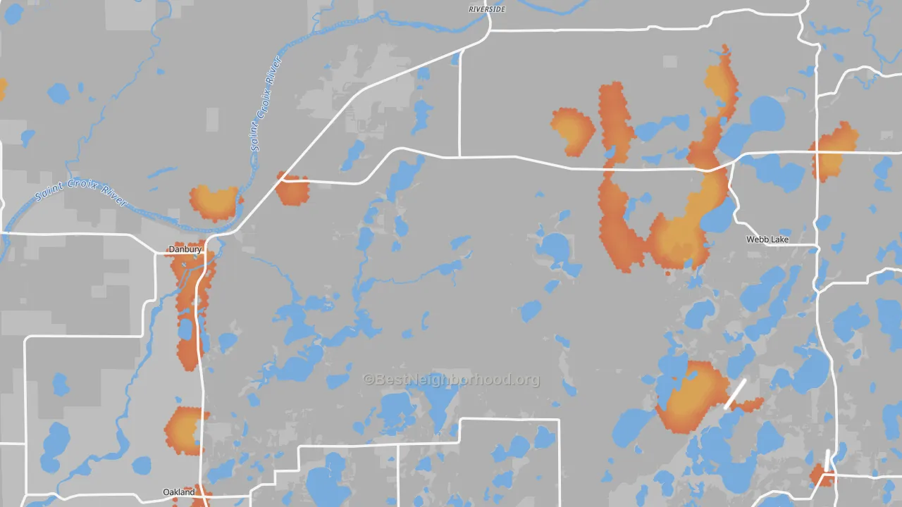 Bike Grade map of 54830, WI
