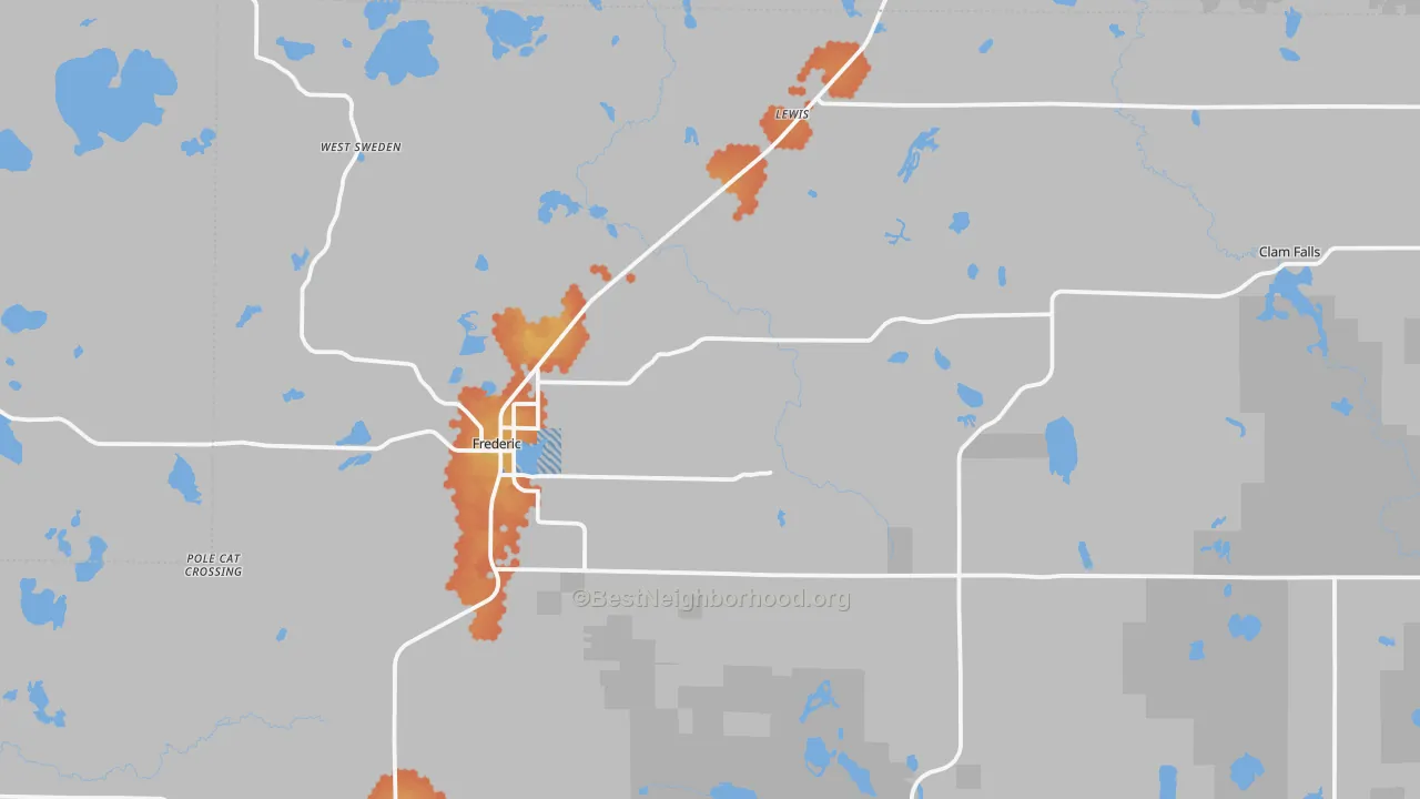 Bike Grade map of 54837, WI