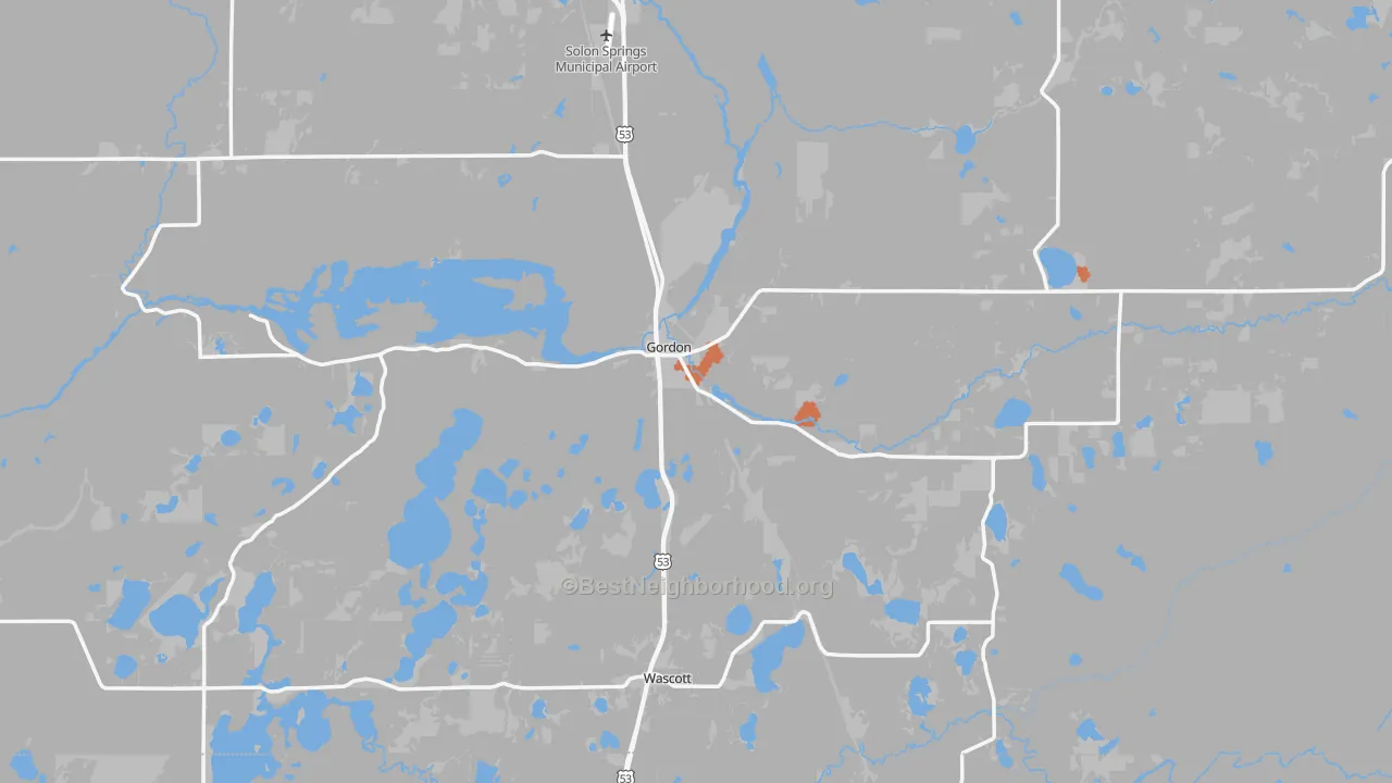 Bike Grade map of 54838, WI