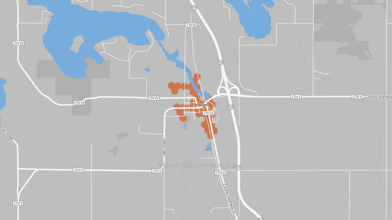 Bike Grade map of 54841, WI